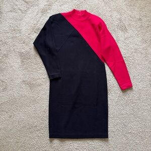 VTG ~ 1980s ~ Outlander Studio ~ Black and Pink Sweater Dress ~ Size M